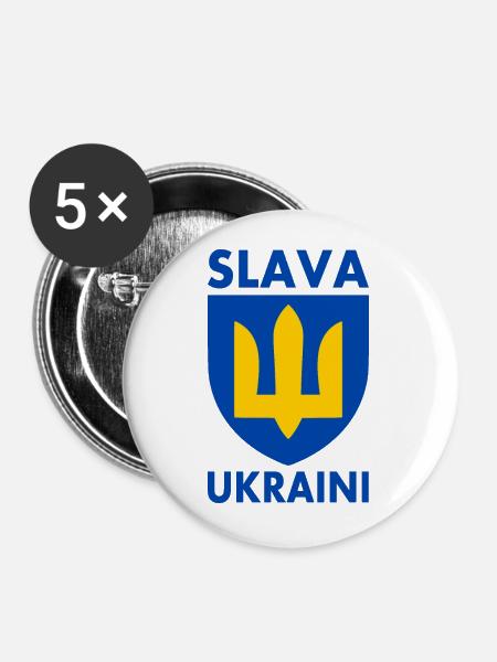 Ukraine flagge - Buttons groß 56 mm (5er Pack) - Weiß