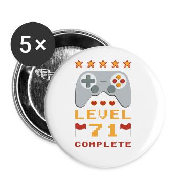 71. Geburtstag Level 71 Complete - Buttons groß 56 mm (5er Pack) - Weiß - Vorne