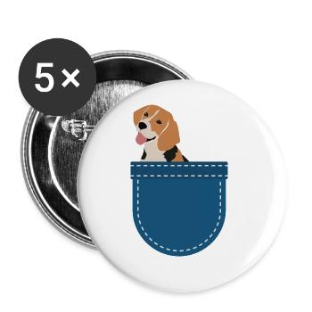 Dog Lovers Dogs Cadeau Chest Bag Beagle - Lot de 5 grands badges (56 mm) - blanc - Devant