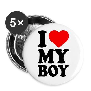 I love my boy - Buttons large 2.2''/56 mm (5-pack) - white - Front