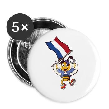 Holländer Biene - Buttons groß 56 mm (5er Pack) - Weiß - Vorne