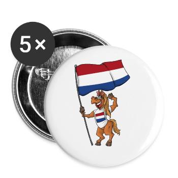 Dutch Fan Horse - Buttons large 2.2''/56 mm (5-pack) - white - Front