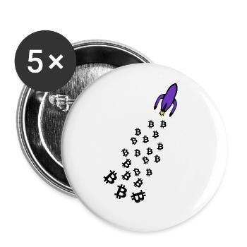 La technologie de la fusée Bitcoin - Lot de 5 grands badges (56 mm) - blanc - Devant