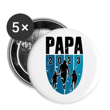 DAD SINCE 2023 FATHER'S DAY FATHER TWO CHILDREN - Buttons large 2.2''/56 mm (5-pack) - white - Front