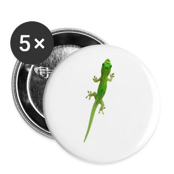 Grüner Gecko - Buttons groß 56 mm (5er Pack) - Weiß - Vorne