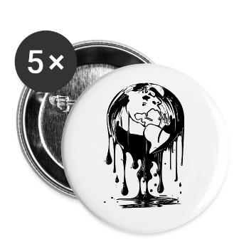 Tropfender Planet Erde Ozean und Kontinent Style - Buttons groß 56 mm (5er Pack) - Weiß - Vorne