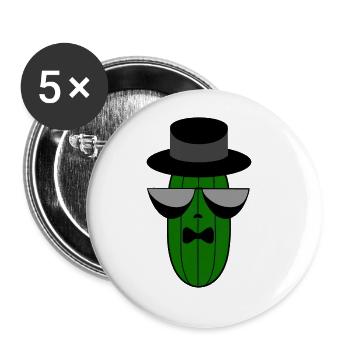 Gangster Mafia Gurke mit Sonnenbrille Pocket - Buttons groß 56 mm (5er Pack) - Weiß - Vorne