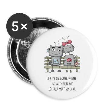 GEFÄLLT MIR - Charlie & Charlotte - Buttons groß 56 mm (5er Pack) - Weiß - Vorne