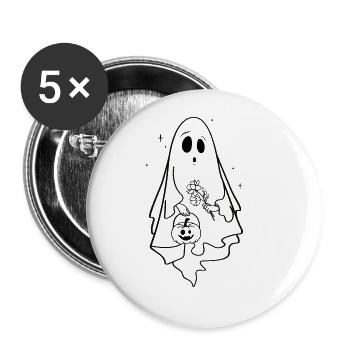 Cute Ghost Halloween Ladies Ghost Costume - Buttons large 2.2''/56 mm (5-pack) - white - Front