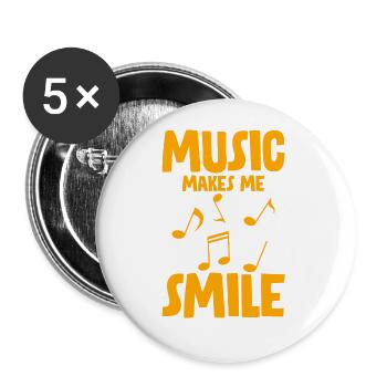 Music Makes Me Smile 2 - Buttons large 2.2''/56 mm (5-pack) - white - Front