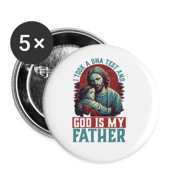 I Took A DNA Test And God Is My Father 31 - Buttons groß 56 mm (5er Pack) - Weiß - Vorne