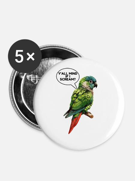 Grünwangiges Conure-Meme - Buttons groß 56 mm (5er Pack) - Weiß