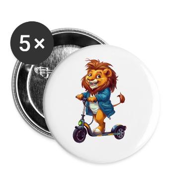 Rouleau de lion - Lot de 5 grands badges (56 mm) - blanc - Devant