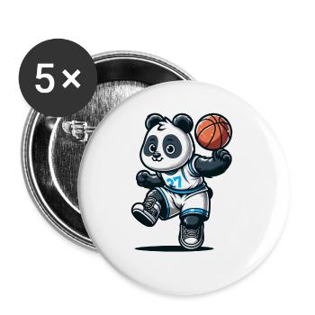 Cute Basketball Player Panda - Buttons groß 56 mm (5er Pack) - Weiß - Vorne