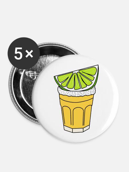 Tequila - Buttons groß 56 mm (5er Pack) - Weiß