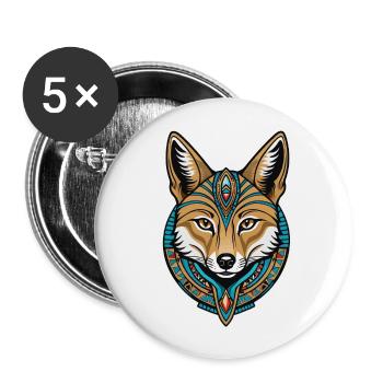 Egyptian Jackal Neo Traditional - Buttons large 2.2''/56 mm (5-pack) - white - Front