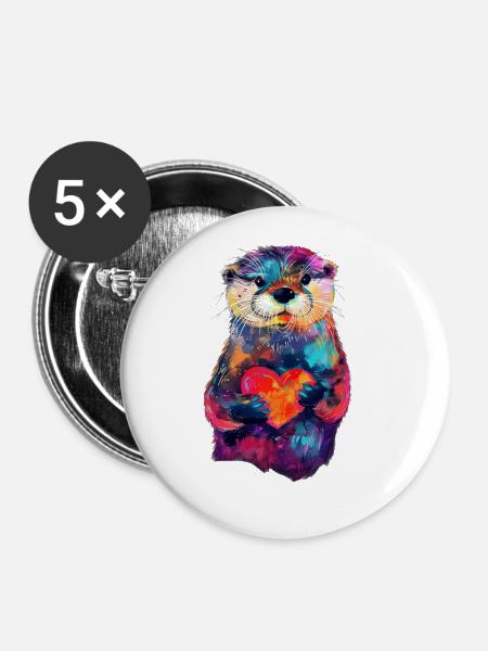 Otter - Buttons groß 56 mm (5er Pack) - Weiß