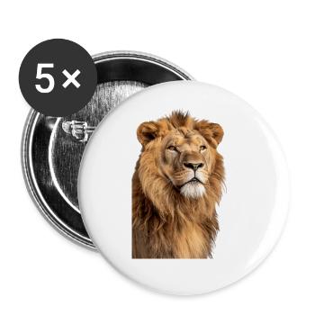Löwe - Buttons groß 56 mm (5er Pack) - Weiß - Vorne
