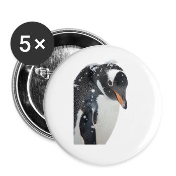 Pinguin - Buttons groß 56 mm (5er Pack) - Weiß - Vorne