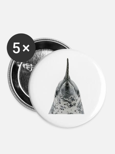 Narwal - Buttons groß 56 mm (5er Pack) - Weiß