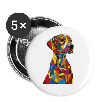 Hund - Buttons groß 56 mm (5er Pack) - Weiß - Vorne