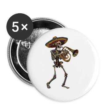 Tuba Mexican Skeleton - Buttons large 2.2''/56 mm (5-pack) - white - Front