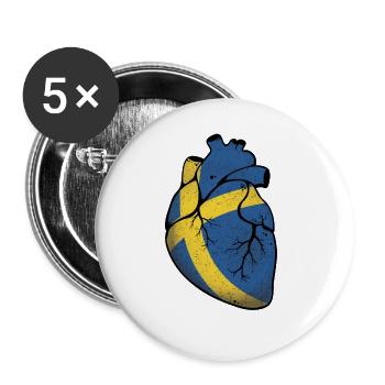 Suède Cœur - Lot de 5 grands badges (56 mm) - blanc - Devant