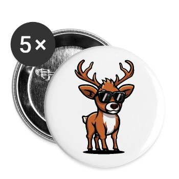 Hirsch Cool Comic - Buttons groß 56 mm (5er Pack) - Weiß - Vorne