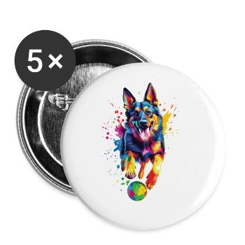 Deutscher Schäferhund - Buttons groß 56 mm (5er Pack) - Weiß - Vorne
