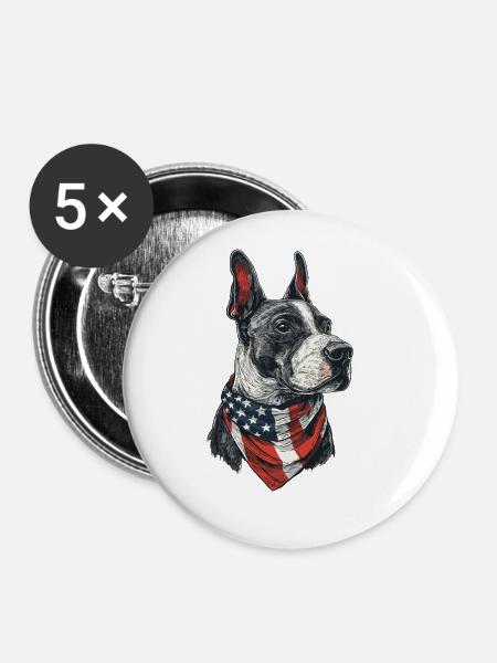 Bullterrier - Buttons groß 56 mm (5er Pack) - Weiß