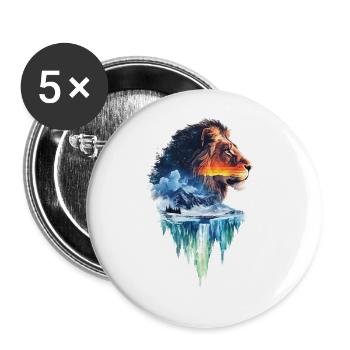 Löwe - Buttons groß 56 mm (5er Pack) - Weiß - Vorne