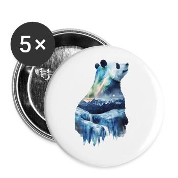 Panda - Buttons groß 56 mm (5er Pack) - Weiß - Vorne