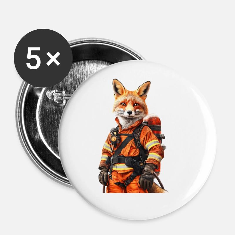 Fuchs - Buttons groß 56 mm (5er Pack) - Weiß