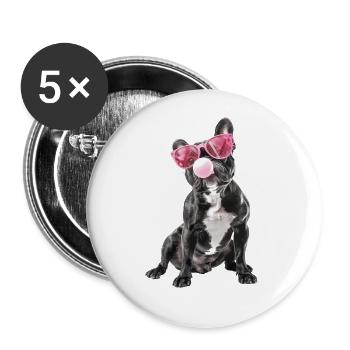 Boston Terrier - Buttons groß 56 mm (5er Pack) - Weiß - Vorne