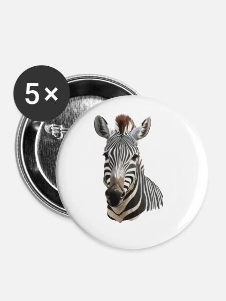 Zebra - Buttons groß 56 mm (5er Pack) - Weiß
