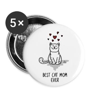 Best Cat mom ever - für die beste Katzenmama - Buttons large 2.2''/56 mm (5-pack) - white - Front