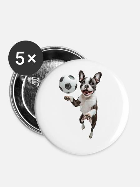 Boston Terrier - Buttons groß 56 mm (5er Pack) - Weiß
