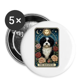 Havaneser - Buttons groß 56 mm (5er Pack) - Weiß - Vorne