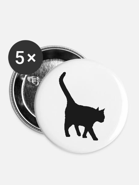 black cat - Buttons groß 56 mm (5er Pack) - Weiß