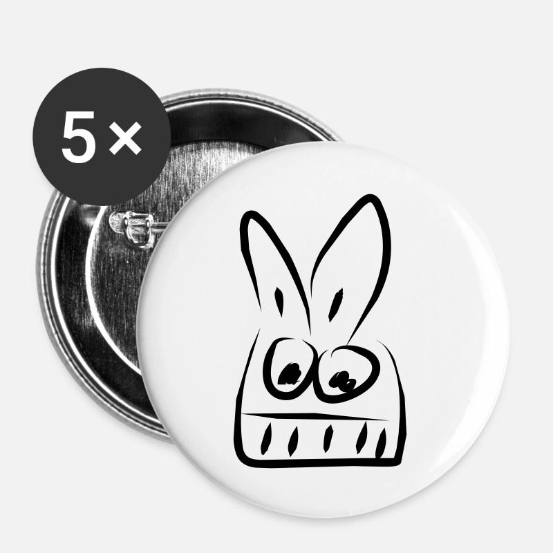 hase - Buttons groß 56 mm (5er Pack) - Weiß