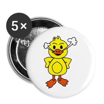Wütende Ente - Buttons groß 56 mm (5er Pack) - Weiß - Vorne