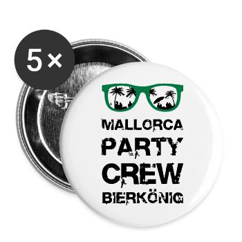 Mallorca Party Crew - Buttons groß 56 mm (5er Pack) - Weiß - Vorne