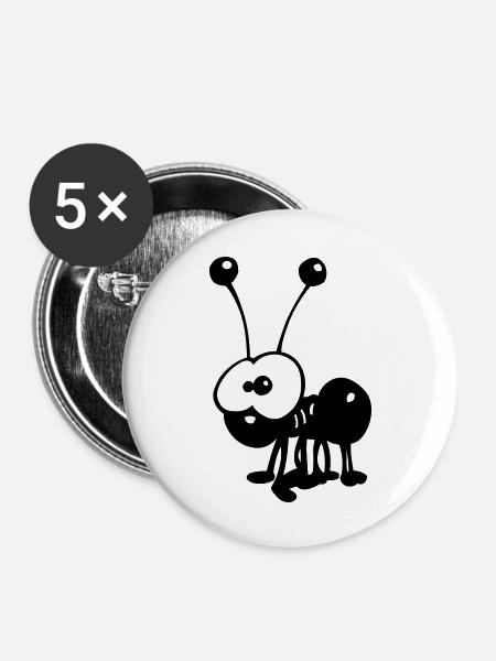 Ameise - Buttons groß 56 mm (5er Pack) - Weiß