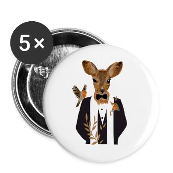 Un cerf dans un smoking noir - Lot de 5 grands badges (56 mm) - blanc - Devant