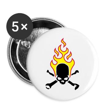 fire_skull_bones_b_3c - Buttons groß 56 mm (5er Pack) - Weiß - Vorne
