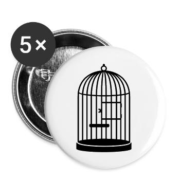 cage vide fermé / empty cage (closed, 1c) - Lot de 5 grands badges (56 mm) - blanc - Devant