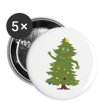 Weihnachtsbaum - Buttons groß 56 mm (5er Pack) - Weiß - Vorne
