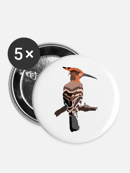 Wiedehopf - Buttons groß 56 mm (5er Pack) - Weiß