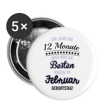 Nur die Besten Februar - Buttons groß 56 mm (5er Pack) - Weiß - Vorne