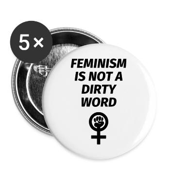 Feminism is not a dirty word - Lot de 5 grands badges (56 mm) - blanc - Devant